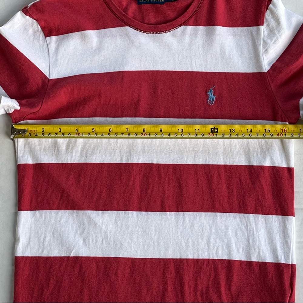POLO RALPH LAUREN White Striped T Shirt Top Women’s Large - Picture 7 of 10